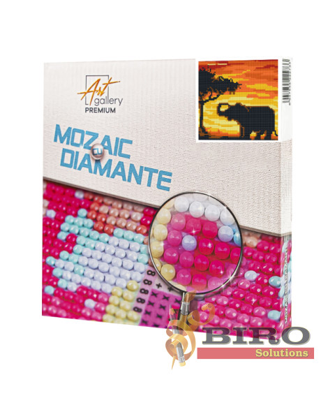 Elefant în savană, 20х20 cm, mozaic cu diamante